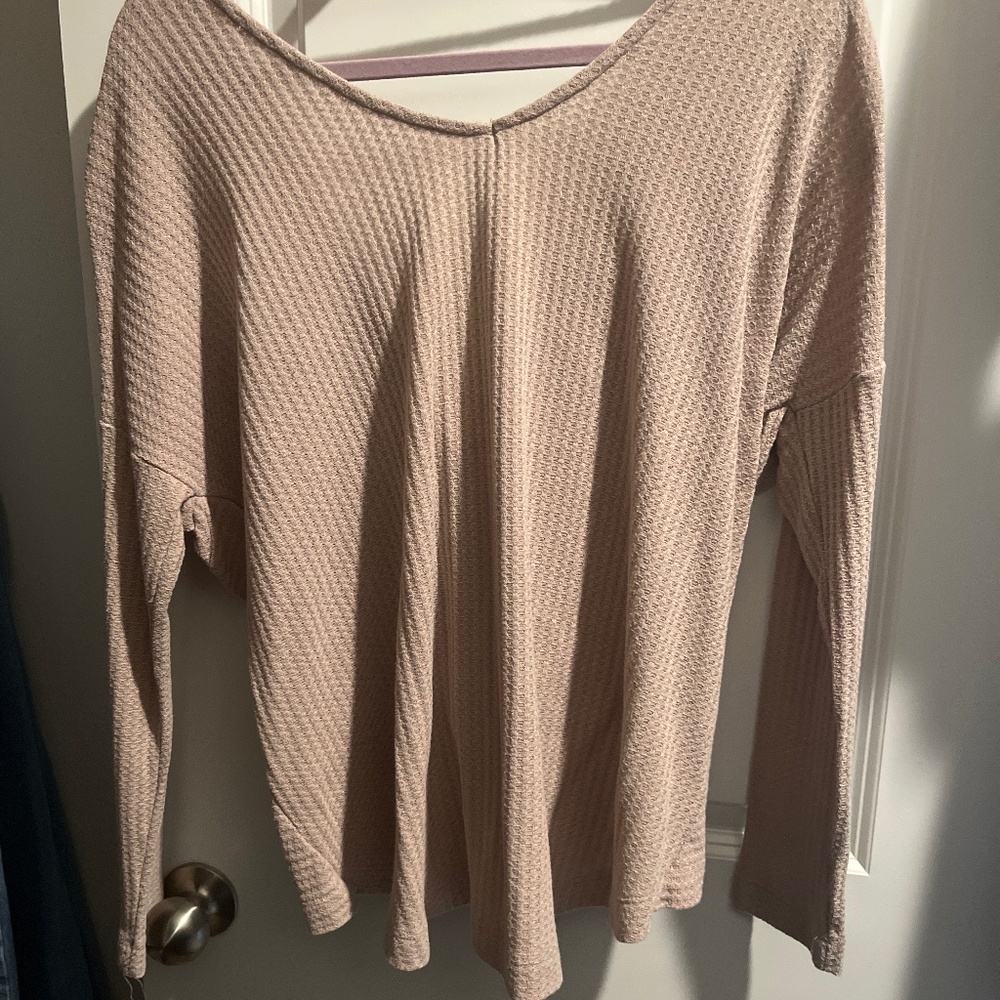 Tan long sleeve shirt w/ knot back